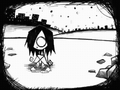 Black And White Cartoon Sitting On Beach GIF