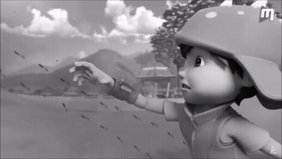 Black And White Cartoon With Letter M GIF