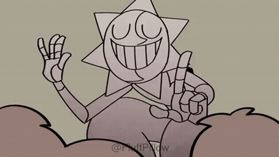 Black and White Cartoon With Sun on Face