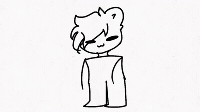 Black and White Cat-Head Cartoon Character