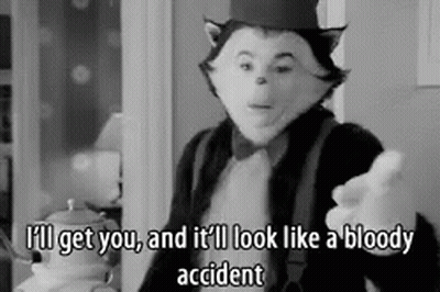 Black And White Cat In Top Hat Saying I'll Get You GIF