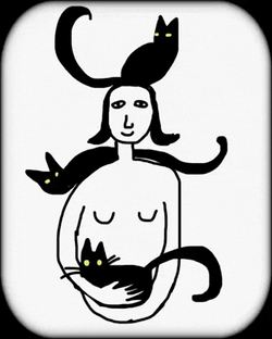 Black And White Cat Lady GIF