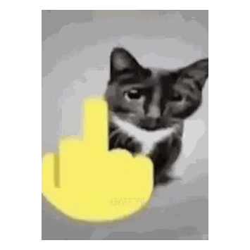 Black And White Cat Next To Yellow Finger Sticker
