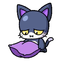 Black And White Cat On Purple Pillow Sticker