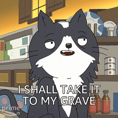 Black And White Cat Saying I Shall Take It To My Grave GIF