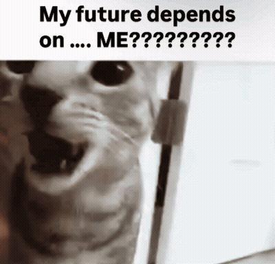 Black And White Cat Saying My Future Depends On Me GIF