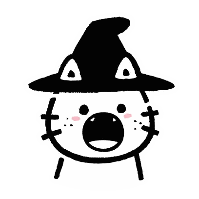 Black And White Cat Wearing Witch Hat Sticker