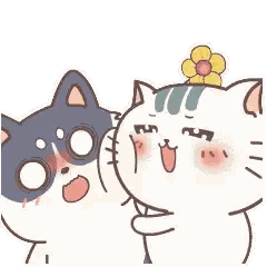 Black And White Cat With Flower Sticker