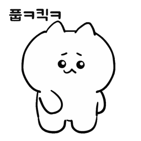Black And White Cat With Korean Writing Sticker