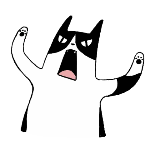 Black And White Cat With Open Mouth Sticker