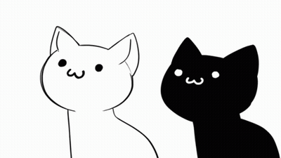 Black And White Cat With Yellow Square On Head GIF