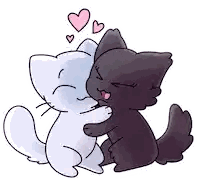 Black And White Cats Hugging With Hearts Sticker
