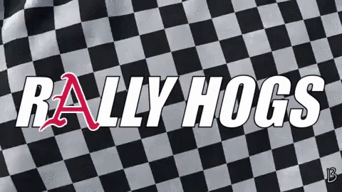 Black And White Checkered Flag With Rally Hogs GIF