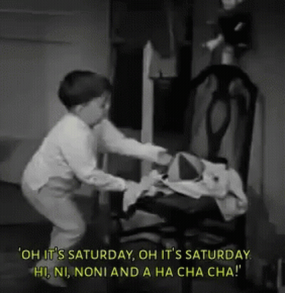 Black And White Child Saying Oh It's Saturday GIF