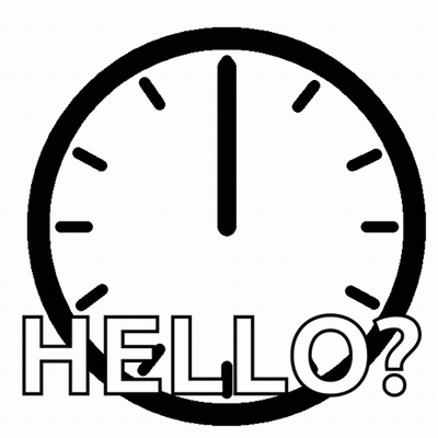 Black And White Clock Saying Hello GIF