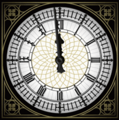 Black And White Clock With Roman Numerals GIF