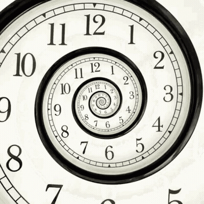 Black And White Clock With Spiral GIF