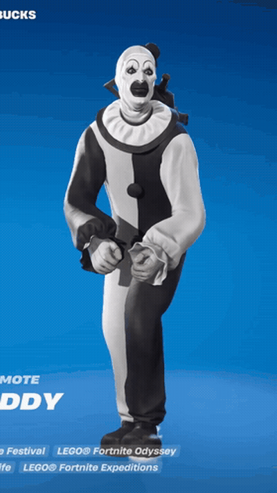 Black And White Clown In Front Of Blue Screen GIF
