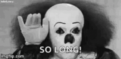 Black And White Clown Making Hand Gesture Saying So Long GIF