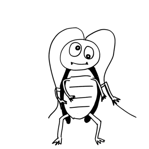 Black And White Cockroach Drawing With Tongue Sticker