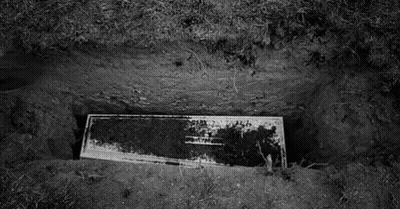 Black And White Coffin In Dirt GIF