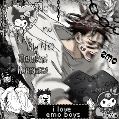 Black And White Collage I Love Emo Boys GIF