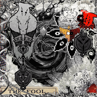 Black And White Collage Saying The Fool GIF