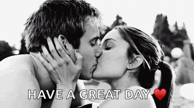 Black and White Couple Kissing Have a Great Day