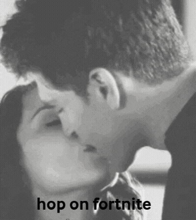 Black And White Couple Kissing Hop On Fortnite GIF