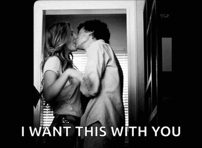 Black And White Couple Kissing I Want This With You GIF
