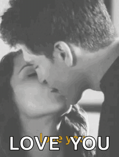 Black And White Couple Kissing Love You GIF