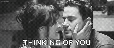 Black And White Couple Kissing Thinking Of You GIF