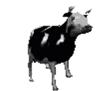 Black And White Cow In Pixel Art Sticker