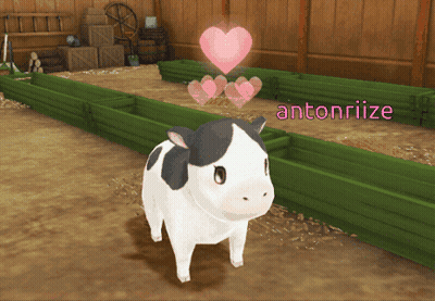 Black And White Cow In Video Game With Antonriize In Pink GIF