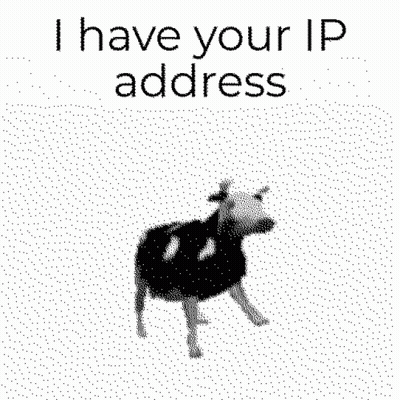 Black And White Cow Saying I Have Your IP Address GIF