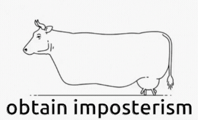 Black And White Cow Saying Obtain Imposterism GIF