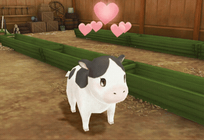 Black And White Cow With Pink Hearts GIF