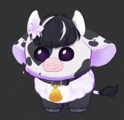 Black And White Cow With Purple Eyes And Flower GIF