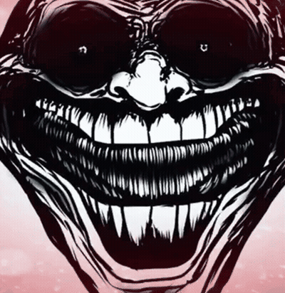 Black And White Creepy Face With Big Smile GIF