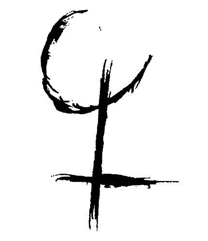 Black And White Cross With Crescent Moon Sticker