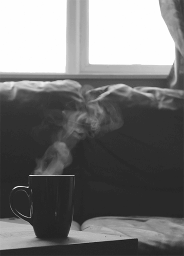 Black And White Cup Of Steaming Coffee GIF