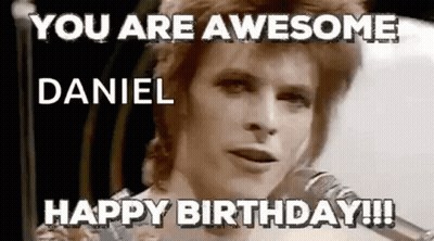 Black And White David Bowie Singing Into Microphone You Are Awesome Daniel Happy Birthday GIF