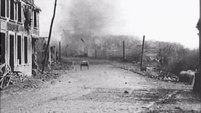 Black And White Destroyed Town Street GIF