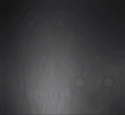 Black And White Dinosaur And Cat With Glowing Eyes GIF