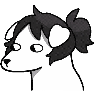 Black And White Dog Drawing With Ponytail Sticker