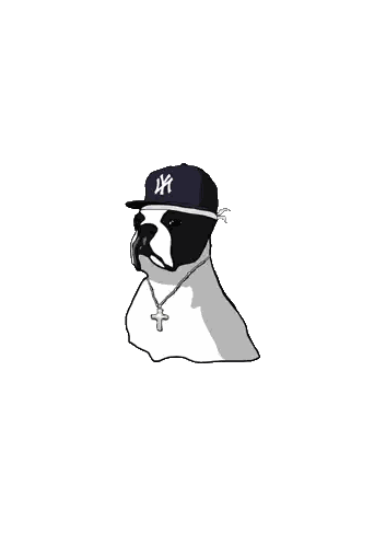 Black And White Dog With NY Hat And Cross Sticker