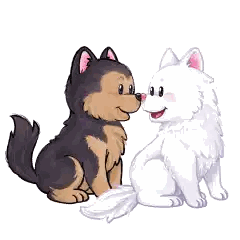 Black And White Dogs Kissing With Hearts Sticker