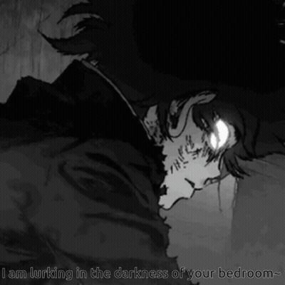 Black And White Drawing I Am Lurking In The Darkness Of Your Bedroom GIF