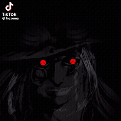 Black And White Drawing Man With Red Eyes And TikTok Logo GIF