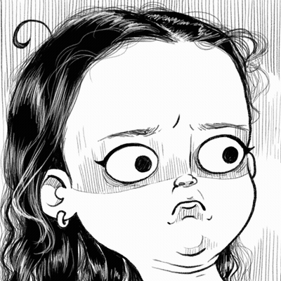 Black And White Drawing Of A Childs Face GIF